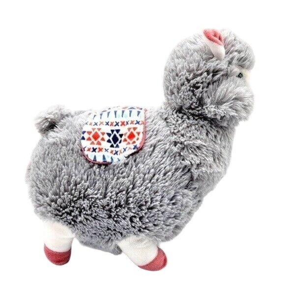 KellyToy Llama Plush Gray 13" Tall Blanket Saddle Back Pink Hooves Stand Alpaca - Picture 6 of 11
